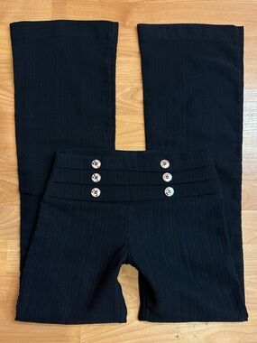y2k military style Low rise Flared Pants with silver Buttons